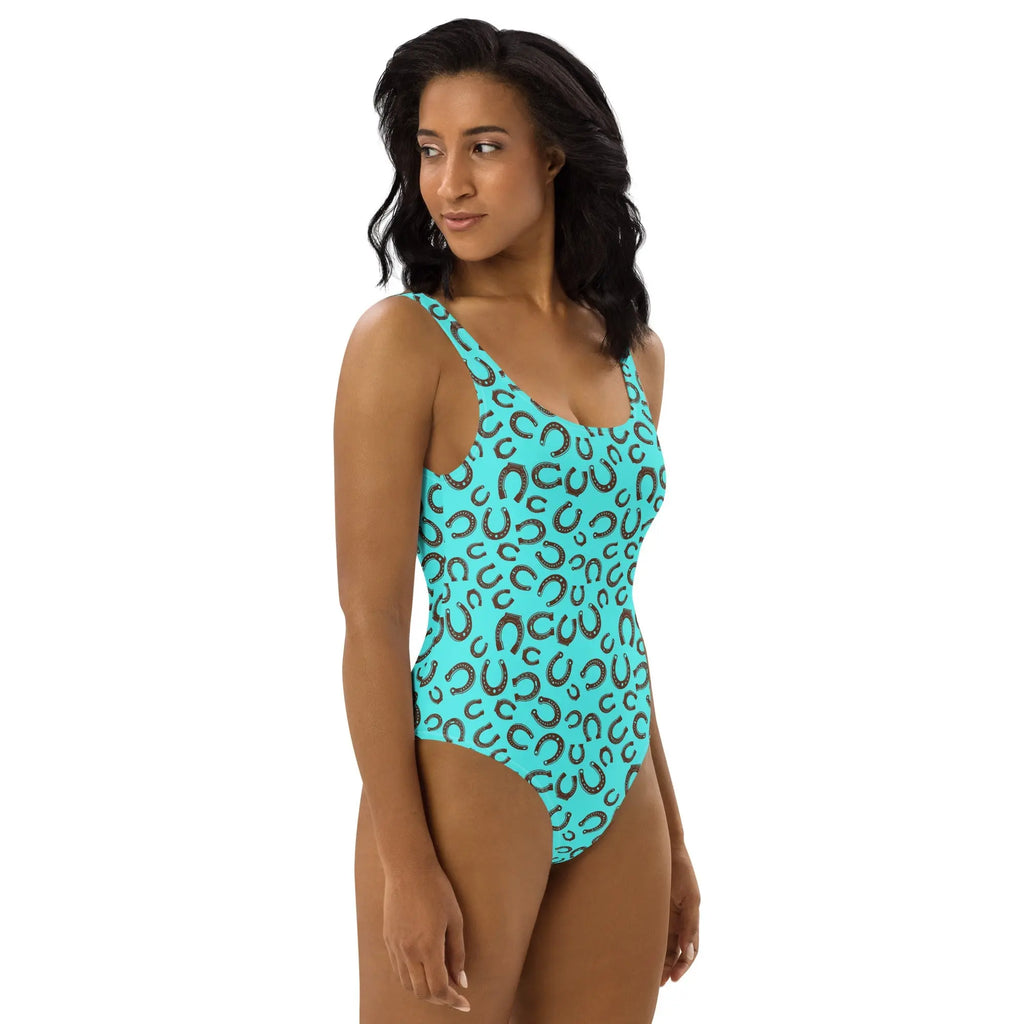 Baha Ranch Yeehaw Turquoise Horseshoe One-Piece Swimsuit Baha Ranch Western Wear