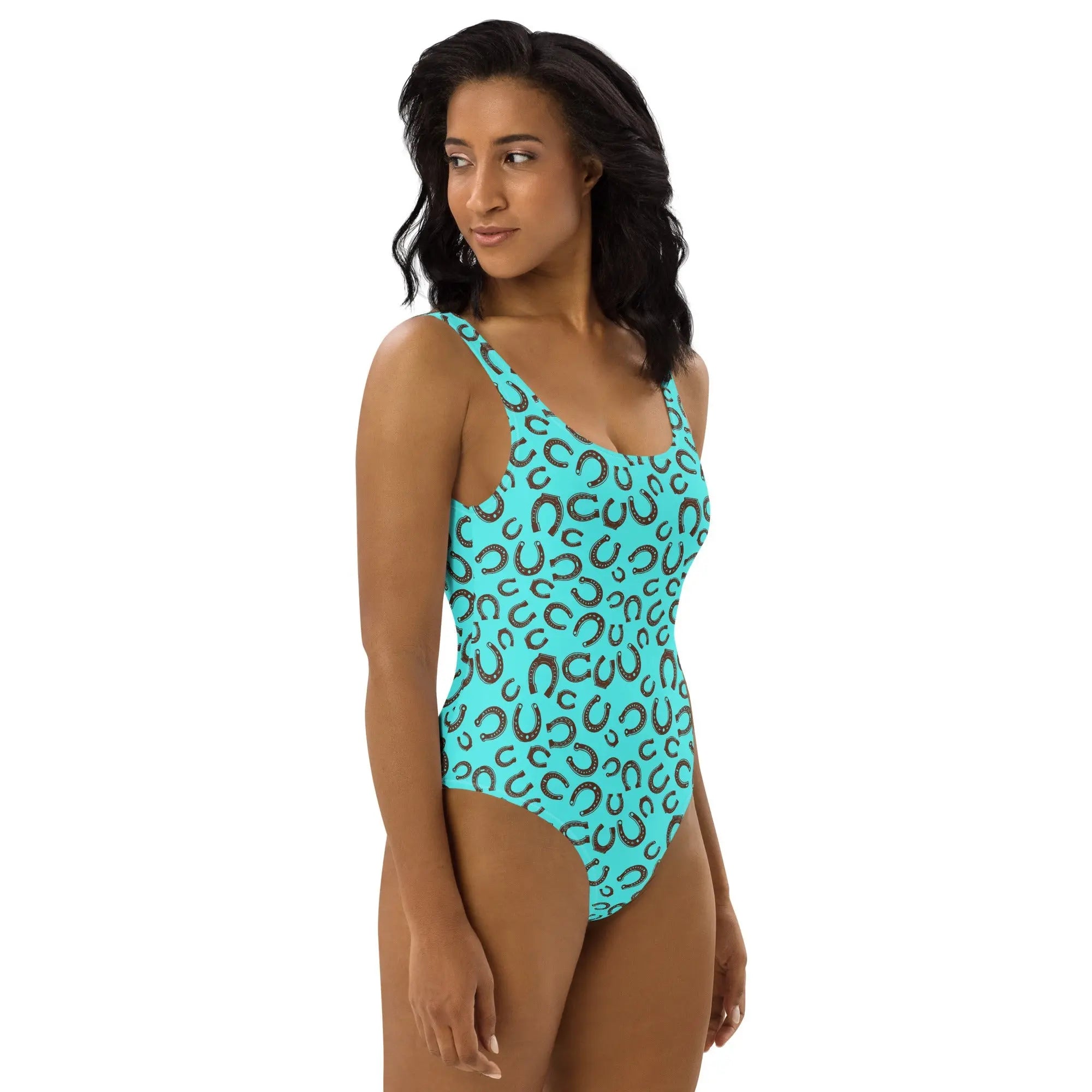 Baha Ranch Yeehaw Turquoise Horseshoe One-Piece Swimsuit Baha Ranch Western Wear