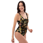 Baha Ranch Yeehaw Vintage Cowboy Collage Western One-Piece Swimsuit Baha Ranch Western Wear
