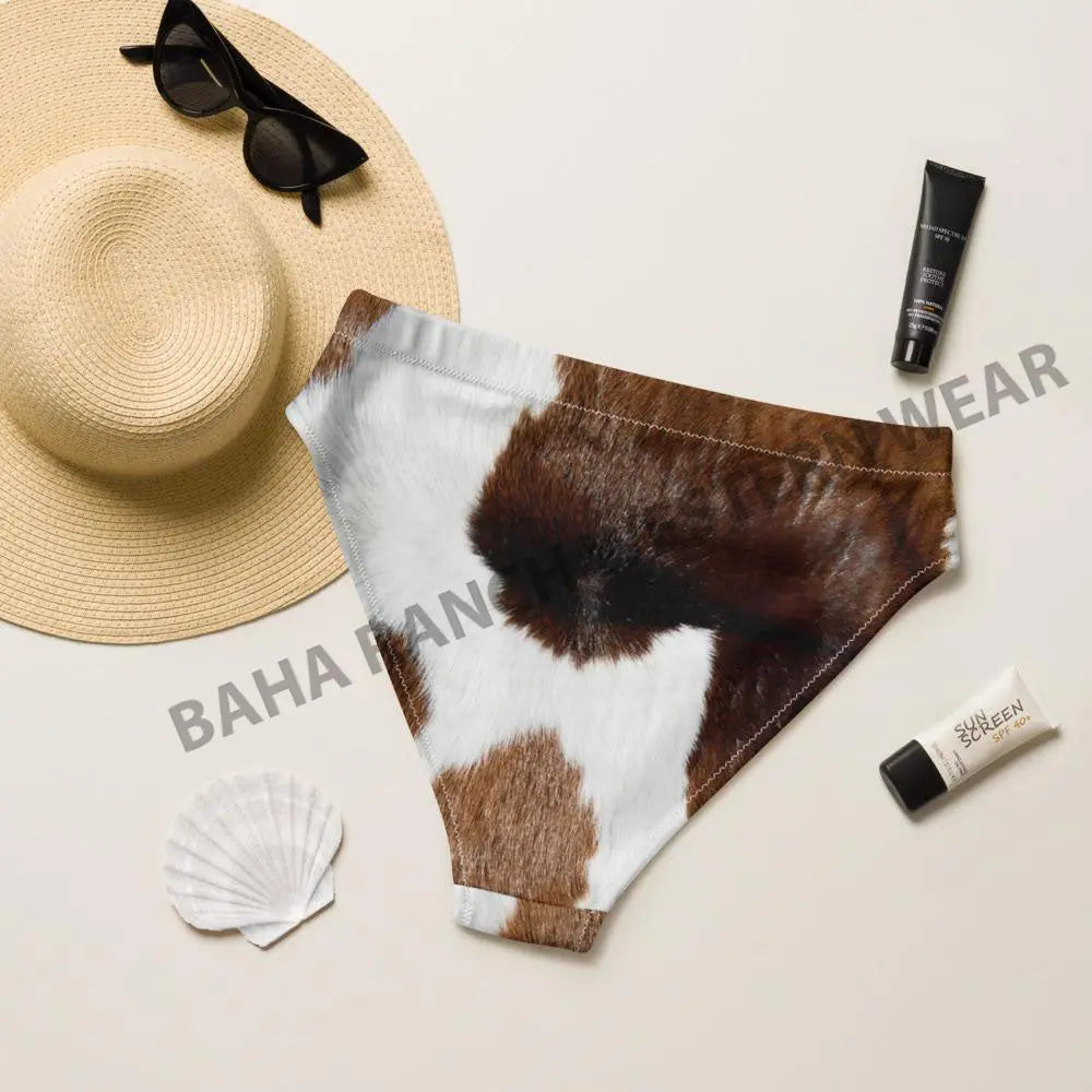 Yeehaw Brown Cow Print Bikini Bottom Baha Ranch Western Wear
