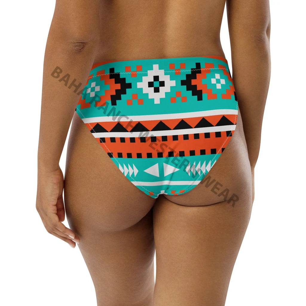 Baha Ranch Yeehaw Turquoise Orange Aztec Bikini Bottom Baha Ranch Western Wear