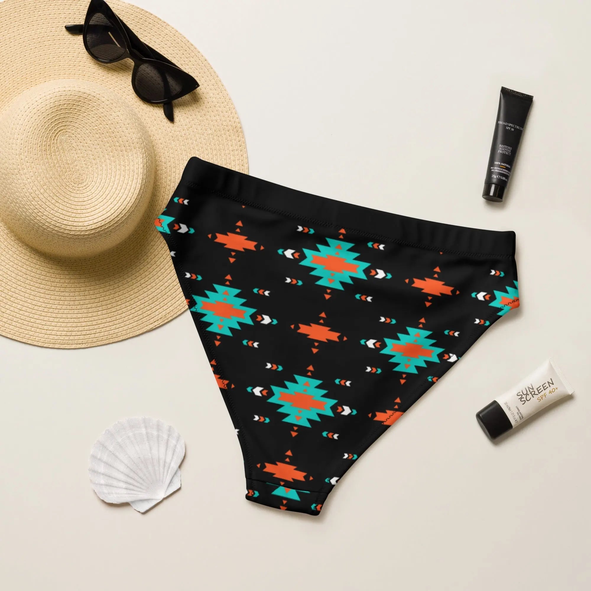 Baha Ranch Yeehaw Turquoise & Orange Aztec Bikini Bottom Baha Ranch Western Wear
