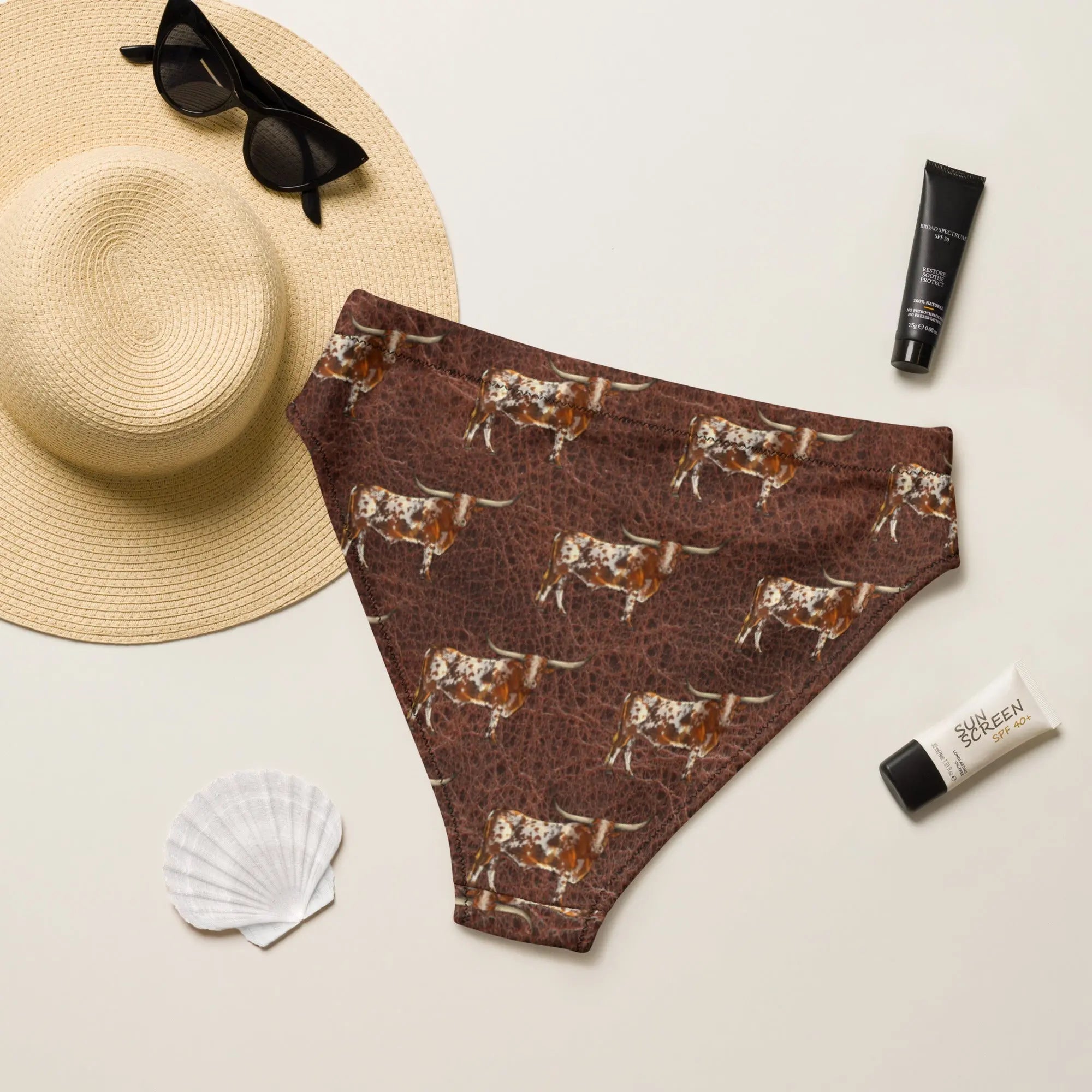 Baha Ranch Yeehaw Leather & Longhorns Bikini Bottom Baha Ranch Western Wear