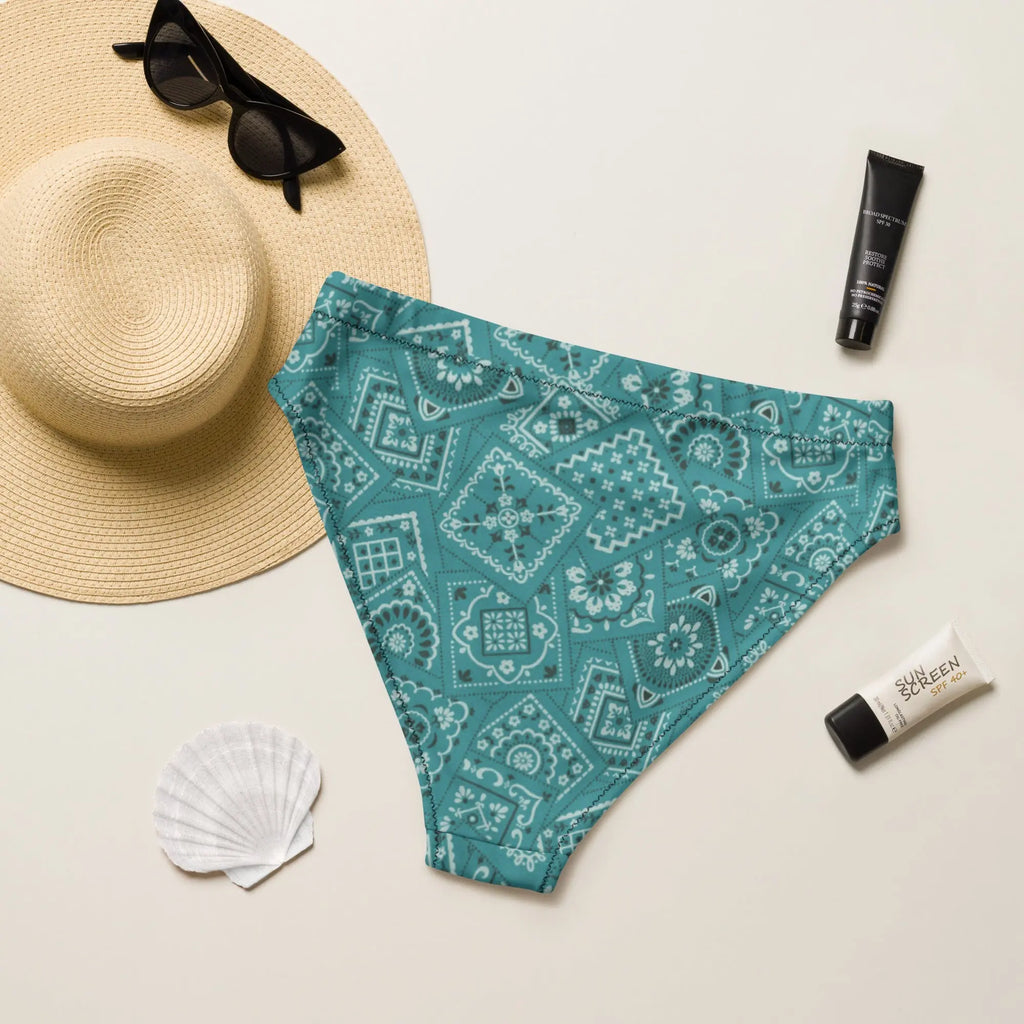 Turquoise Bandana Print Bikini Bottom Baha Ranch Western Wear