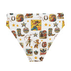 Baha Ranch Yeehaw Vintage Cowgirl Collage White Bikini Bottom Baha Ranch Western Wear