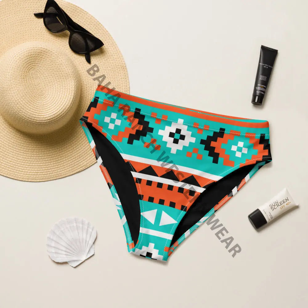 Baha Ranch Yeehaw Turquoise Orange Aztec Bikini Bottom Baha Ranch Western Wear