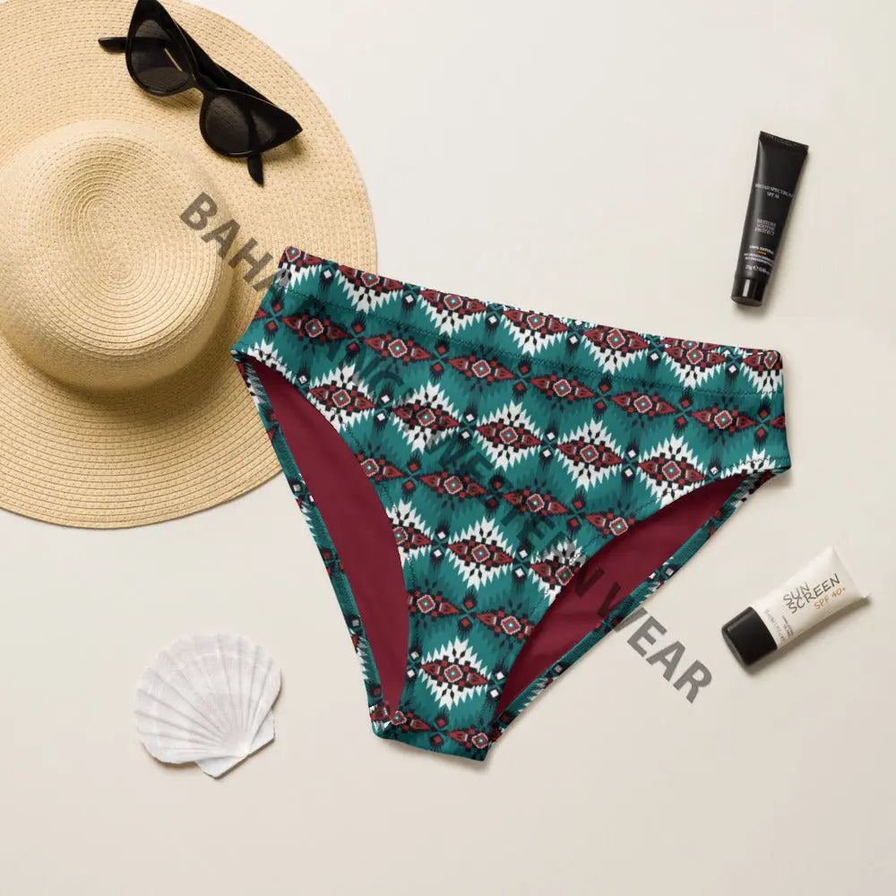 Baha Ranch Yeehaw Teal Burgandy Bikini Bottom Baha Ranch Western Wear