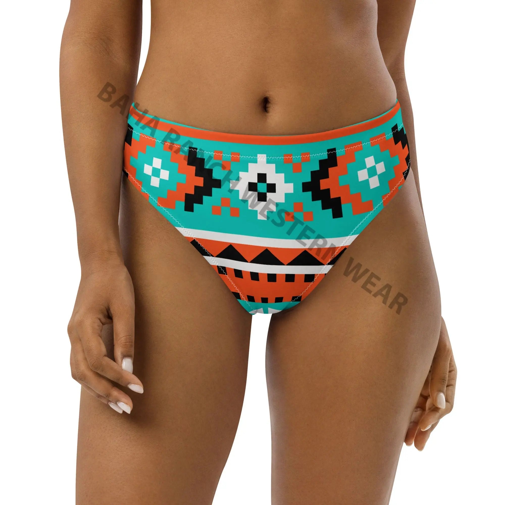 Baha Ranch Yeehaw Turquoise Orange Aztec Bikini Bottom Baha Ranch Western Wear