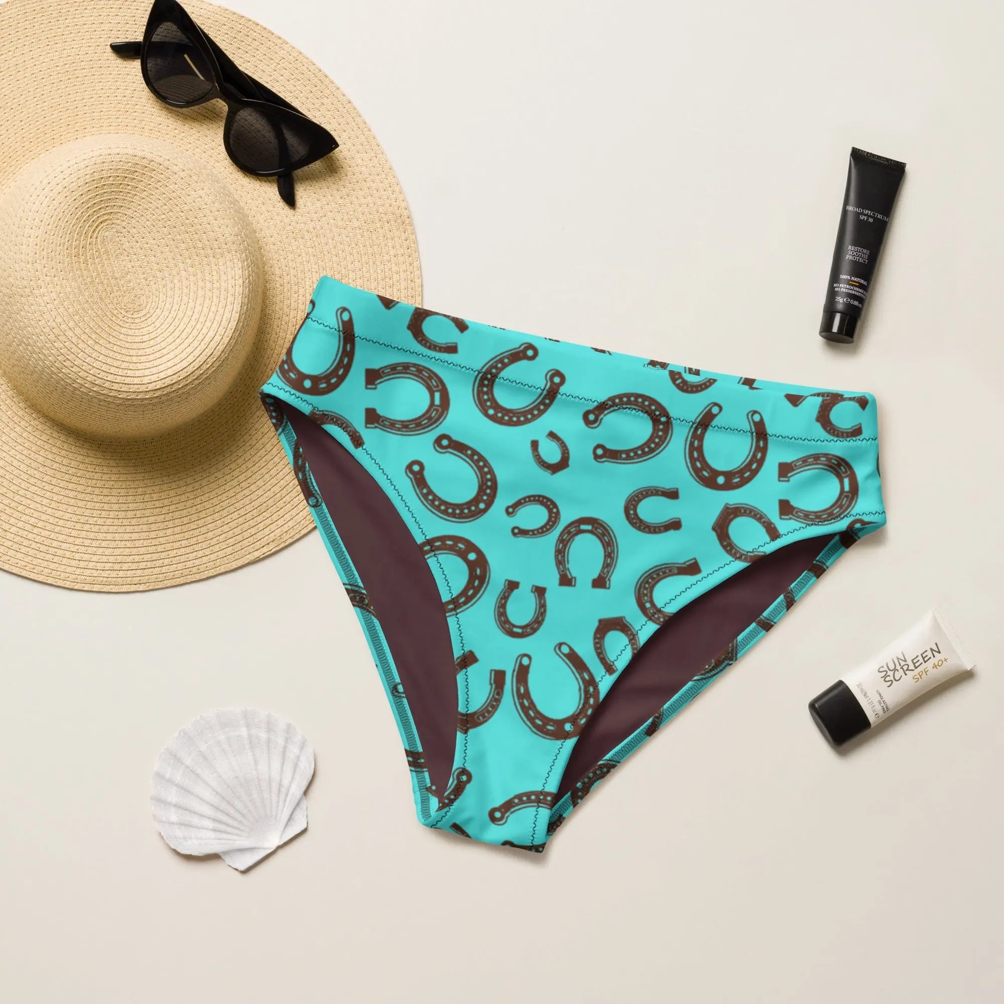 Baha Ranch Yeehaw Turquoise Horseshoe Bikini Bottom Baha Ranch Western Wear