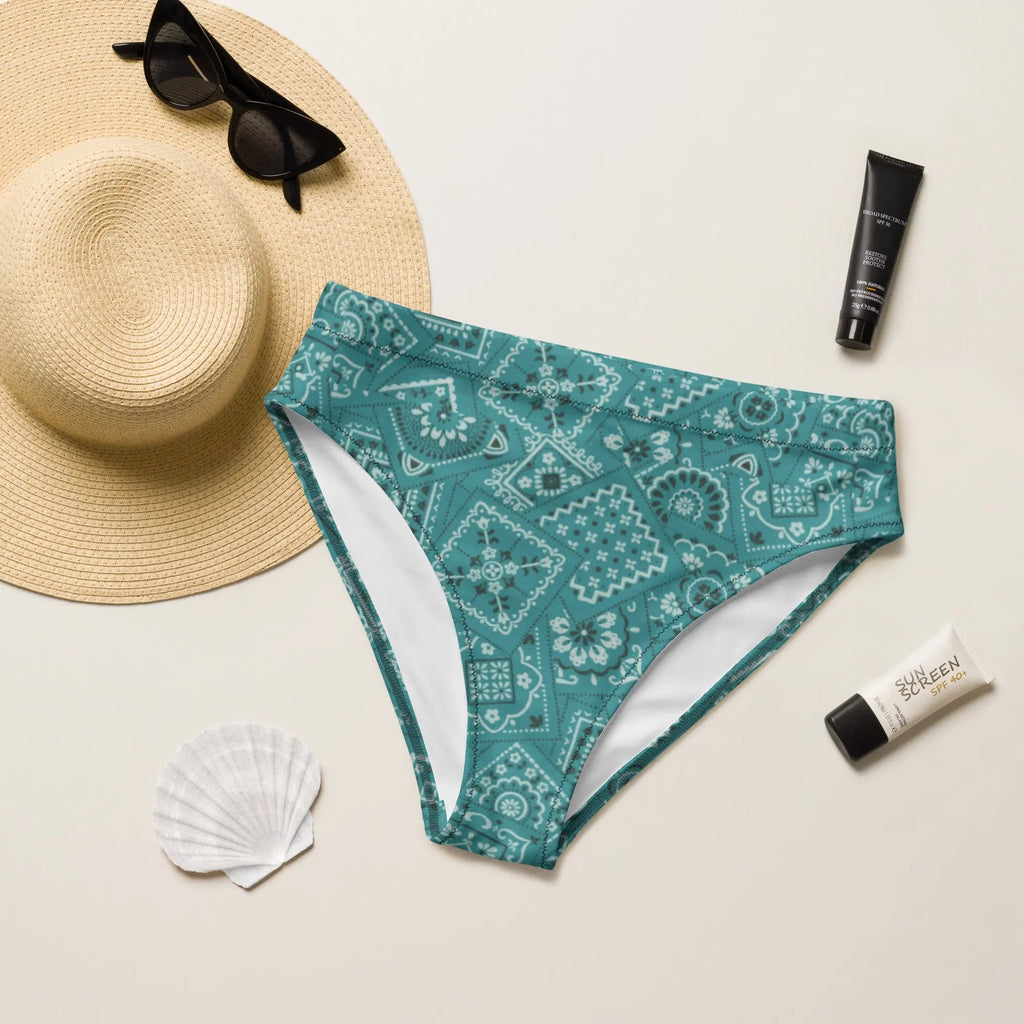 Turquoise Bandana Print Bikini Bottom Baha Ranch Western Wear