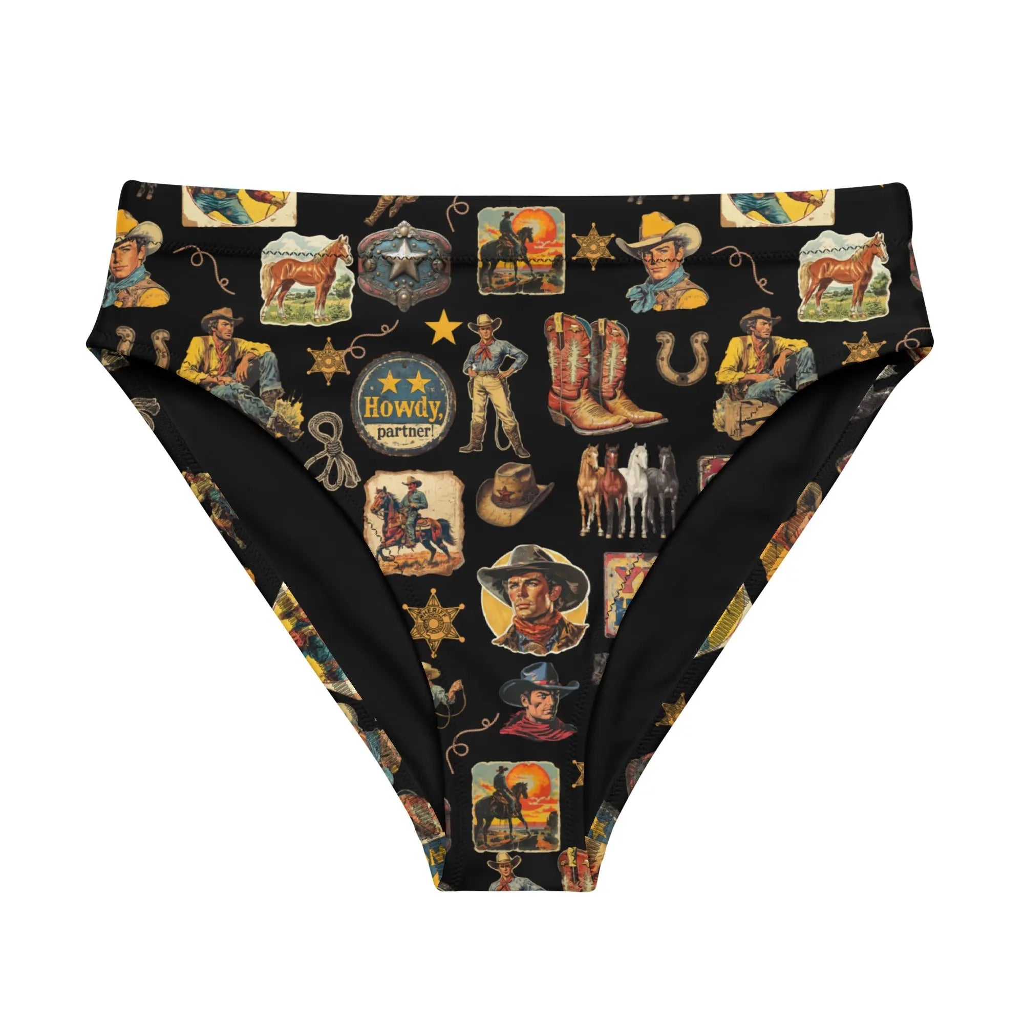 Baha Ranch Yeehaw Vintage Cowboy Collage Bikini Bottom Baha Ranch Western Wear