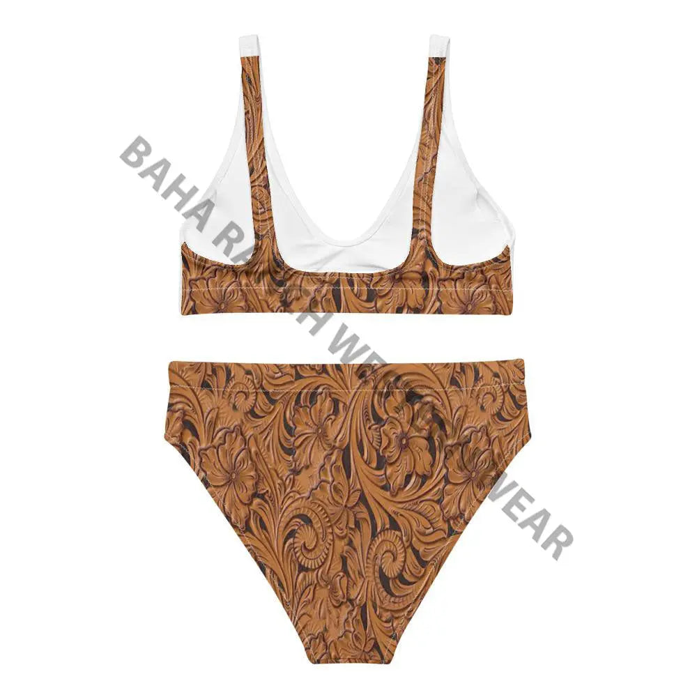 Yeehaw Tooled Leather Print Bikini Baha Ranch Western Wear