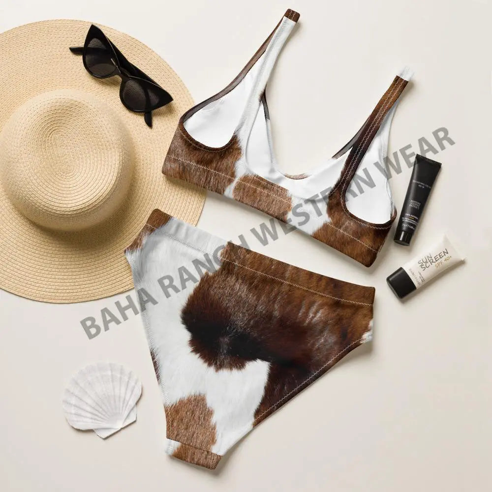 Yeehaw Brown Cow Print Bikini Baha Ranch Western Wear