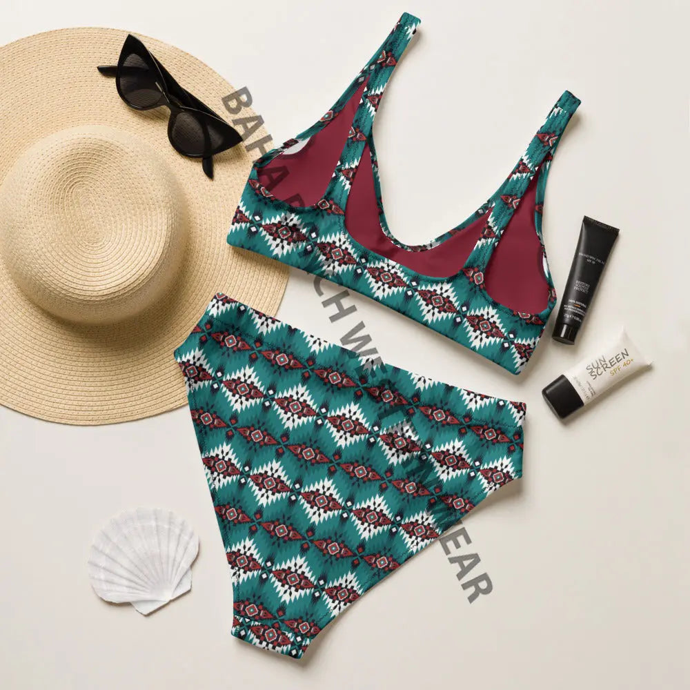 Baha Ranch Yeehaw Teal Burgandy Aztec Bikini Baha Ranch Western Wear