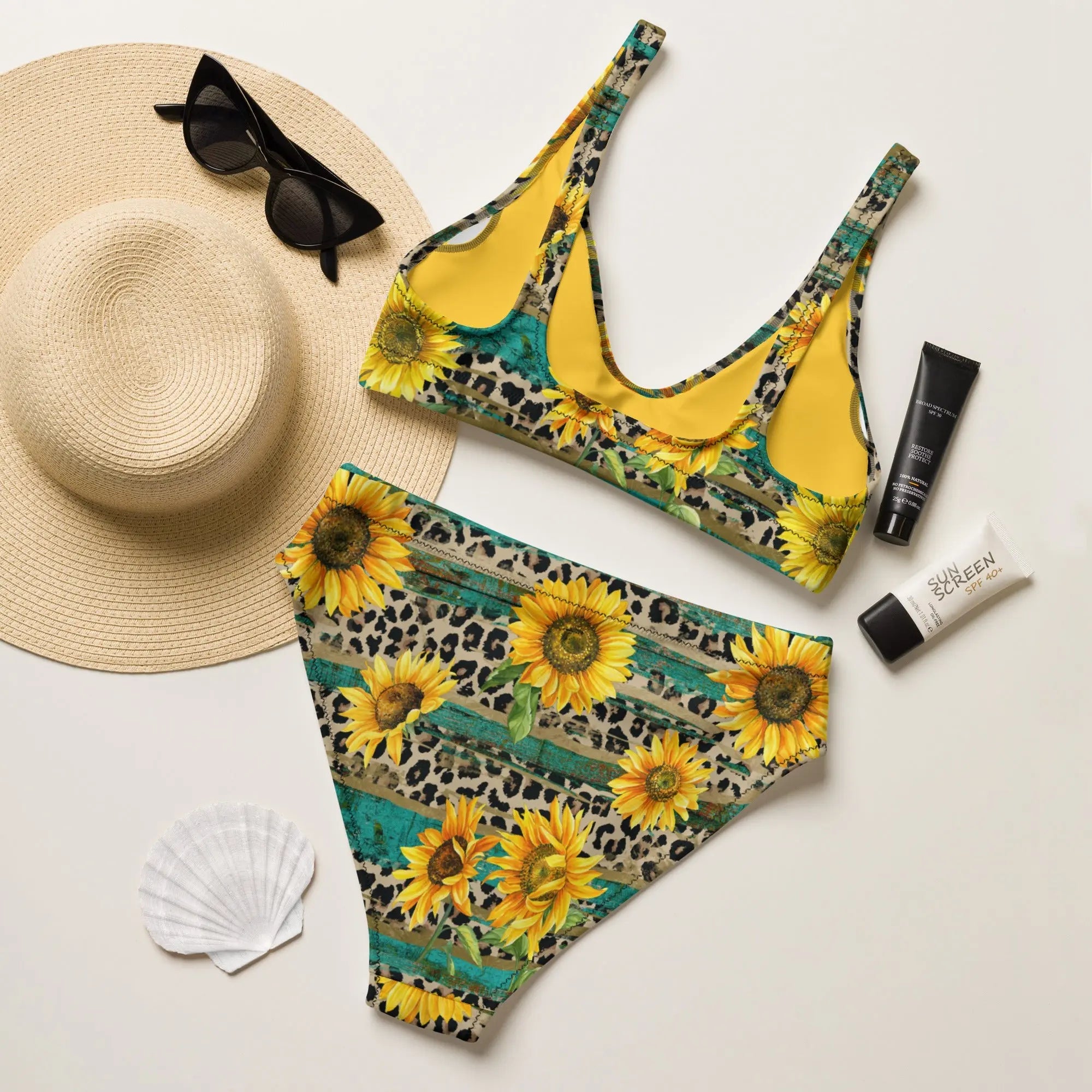 Baha Ranch Yeehaw Leopard & Sunflower Bikini Baha Ranch Western Wear
