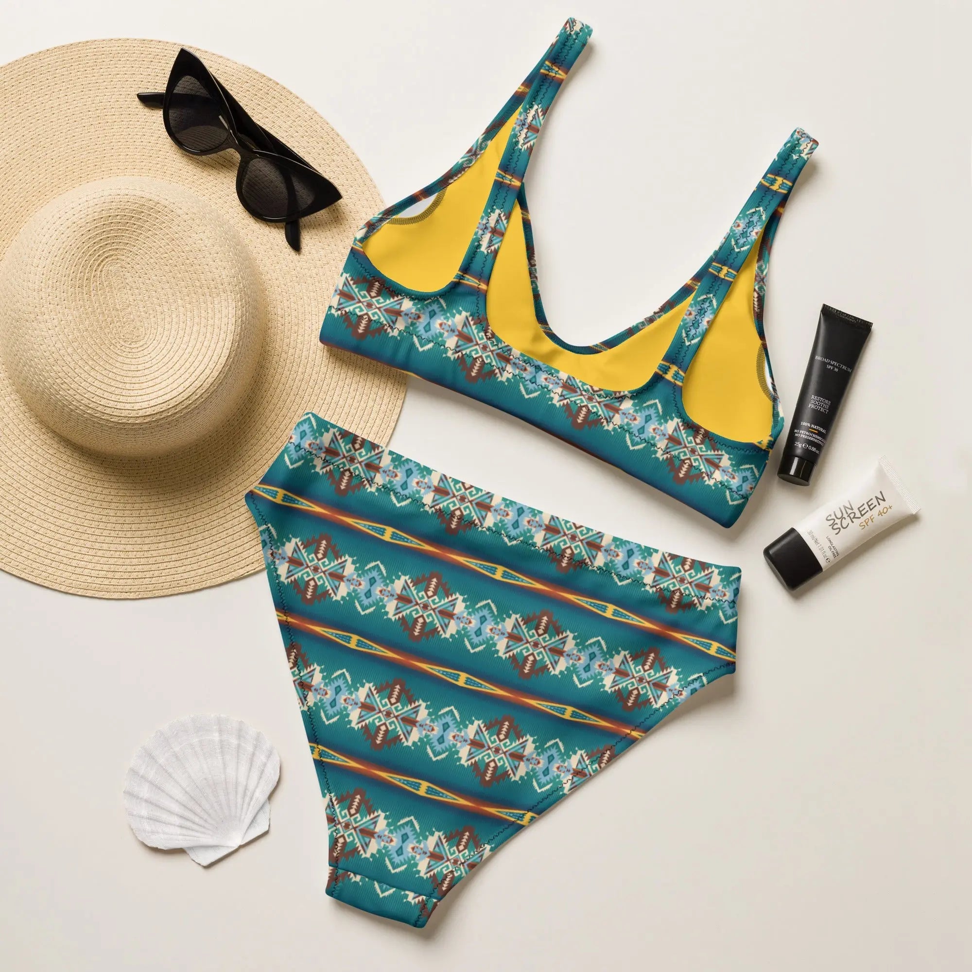 Baha Ranch Yeehaw Teal Aztec Blanket Print Bikini Baha Ranch Western Wear