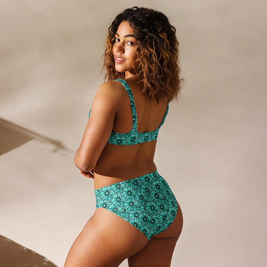 Baha Ranch Yeehaw Turquoise Floral Leather Print Bikini Baha Ranch Western Wear