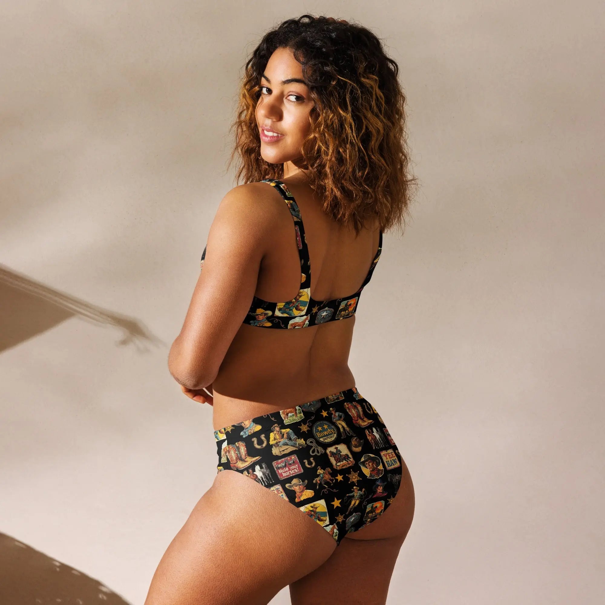 Baha Ranch Yeehaw Vintage Cowboy Collage Bikini Baha Ranch Western Wear