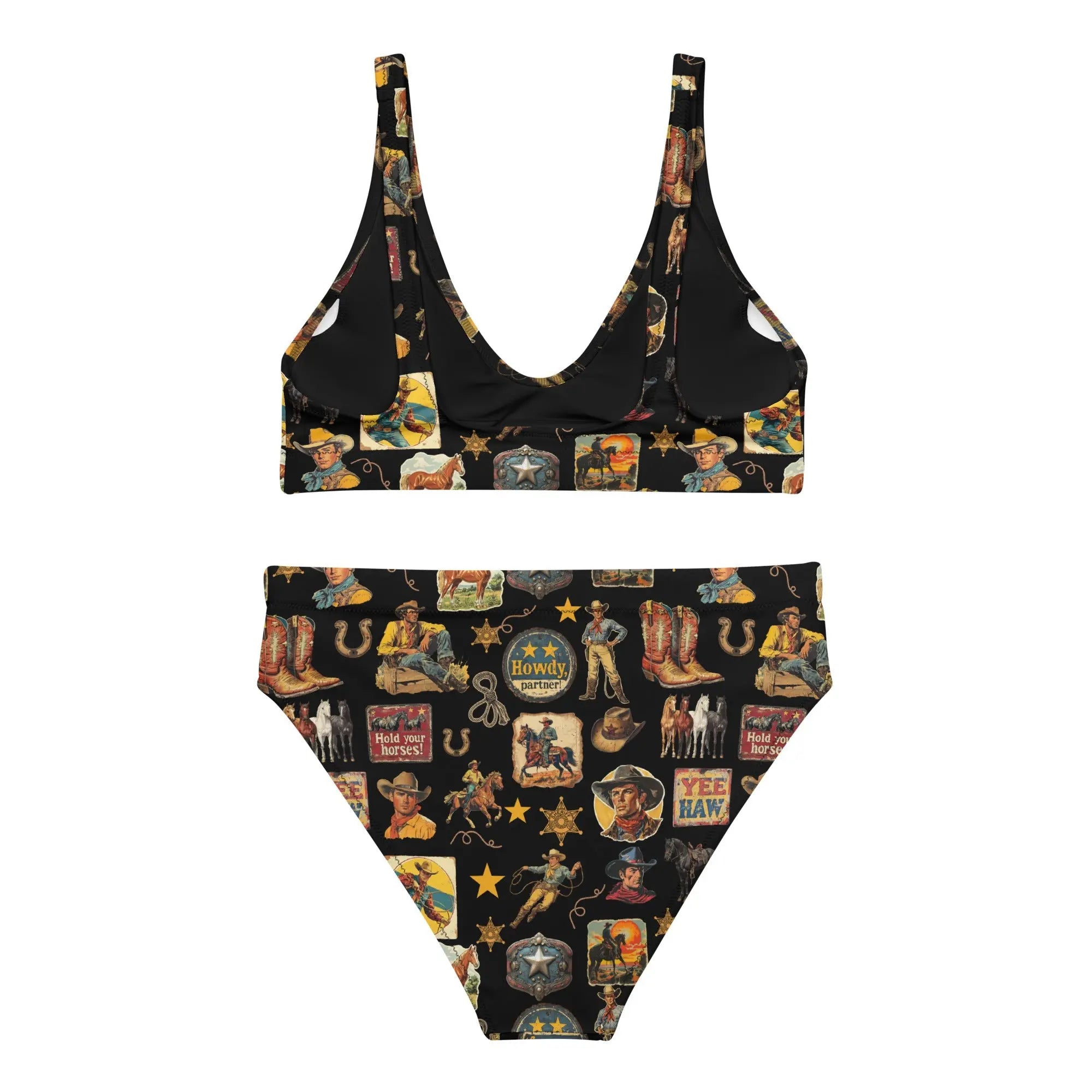 Baha Ranch Yeehaw Vintage Cowboy Collage Bikini Baha Ranch Western Wear