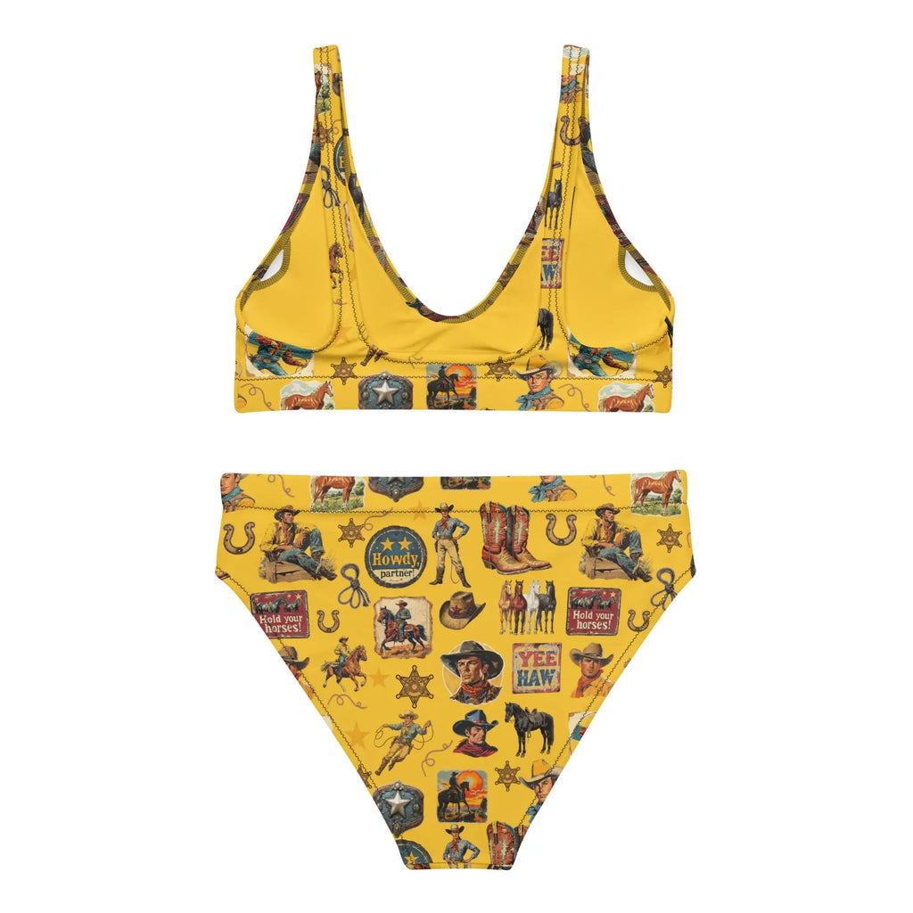 Baha Ranch Yeehaw Vintage Cowboy Collage Mustard Bikini Baha Ranch Western Wear