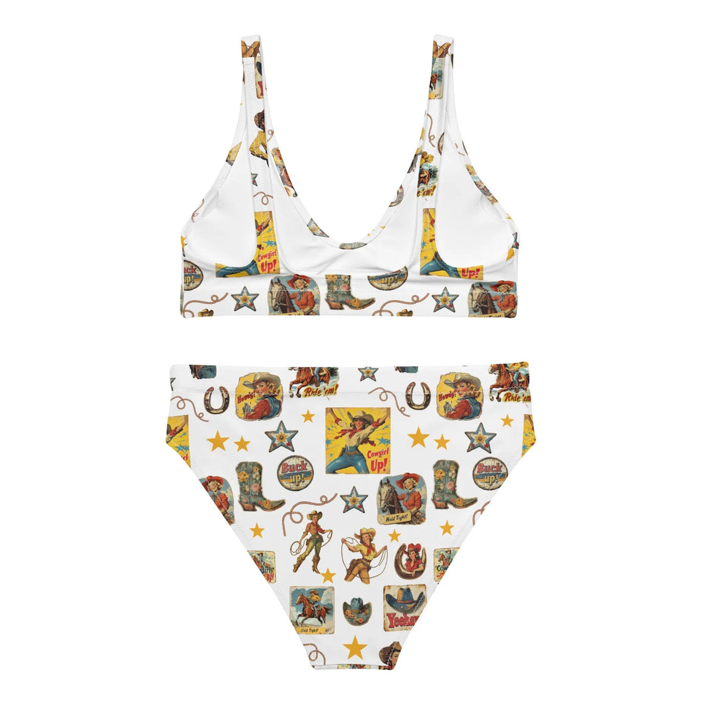 Baha Ranch Yeehaw Vintage Cowgirl Collage White Bikini Baha Ranch Western Wear