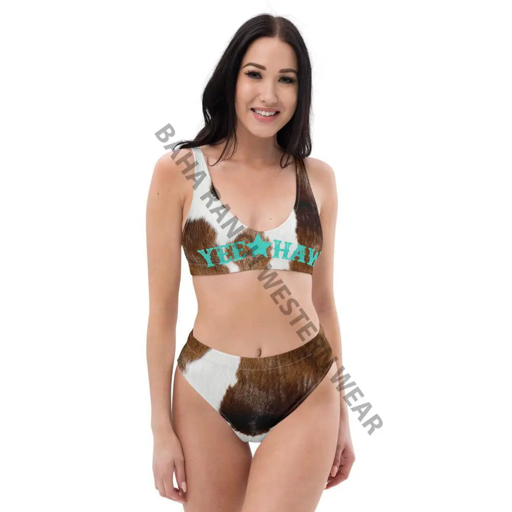 Yeehaw Brown Cow Print Bikini Baha Ranch Western Wear