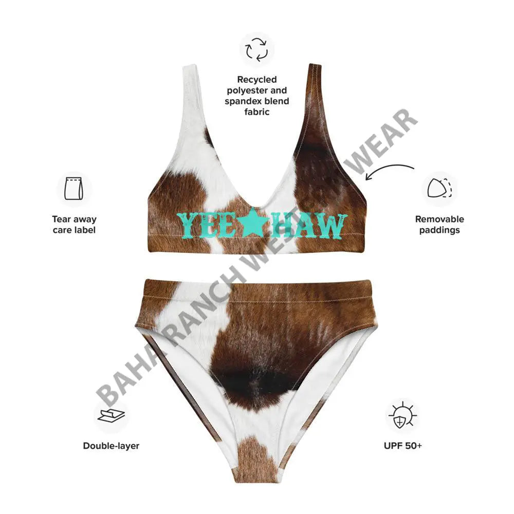 Yeehaw Brown Cow Print Bikini Baha Ranch Western Wear