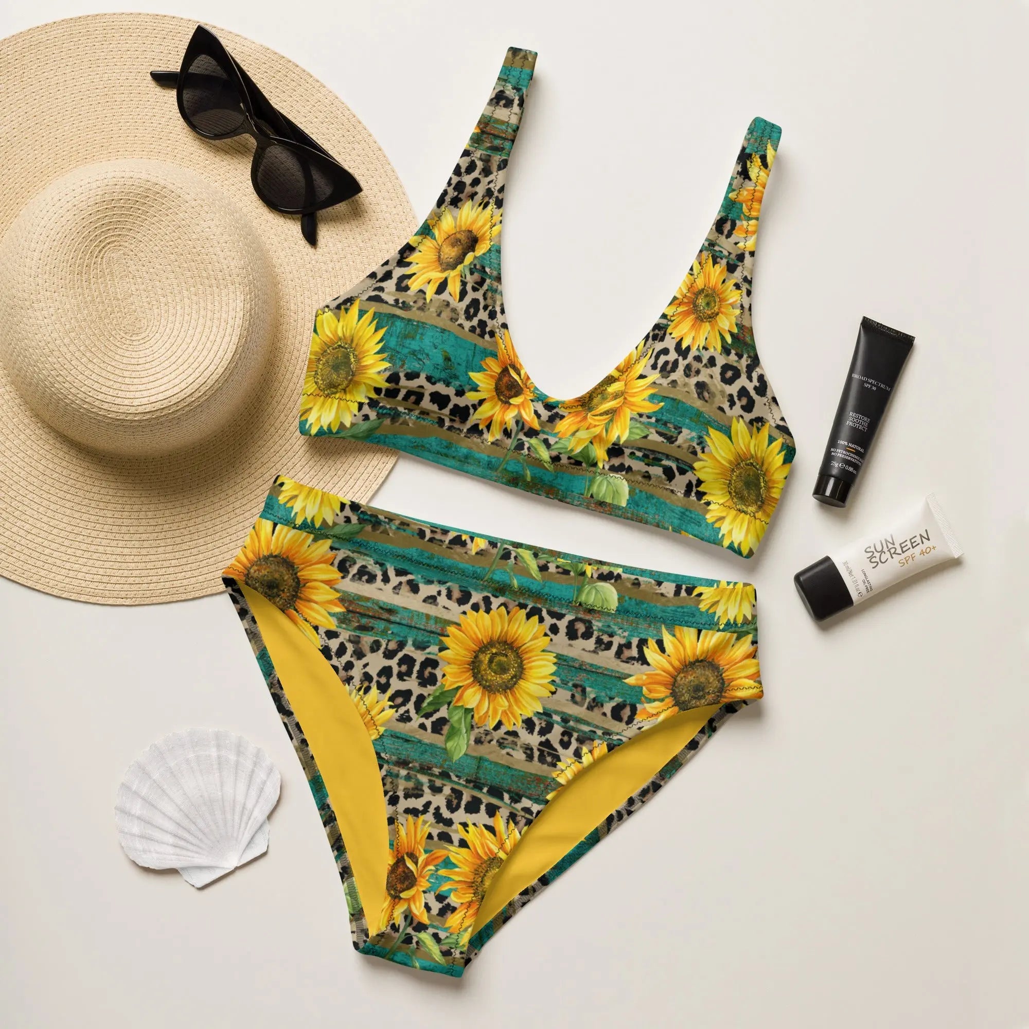 Baha Ranch Yeehaw Leopard & Sunflower Bikini Baha Ranch Western Wear