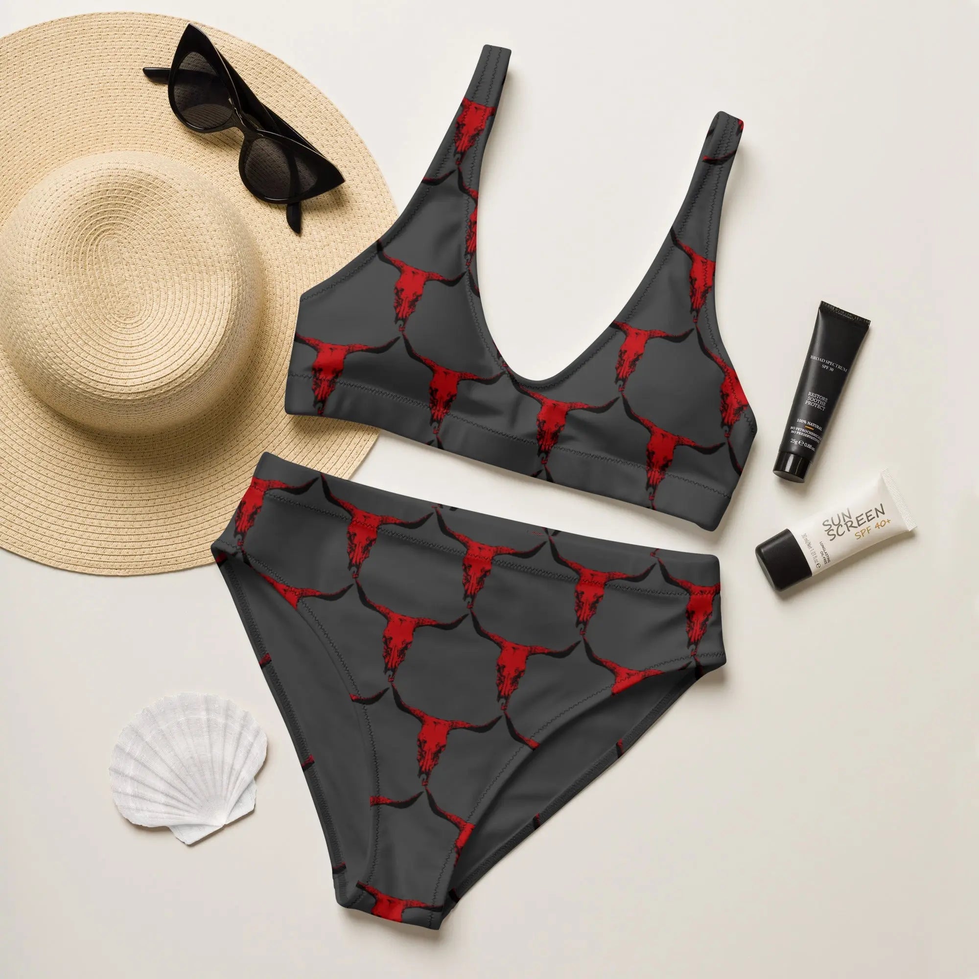 Baha Ranch Yeehaw Red Bull Skull Bikini Baha Ranch Western Wear