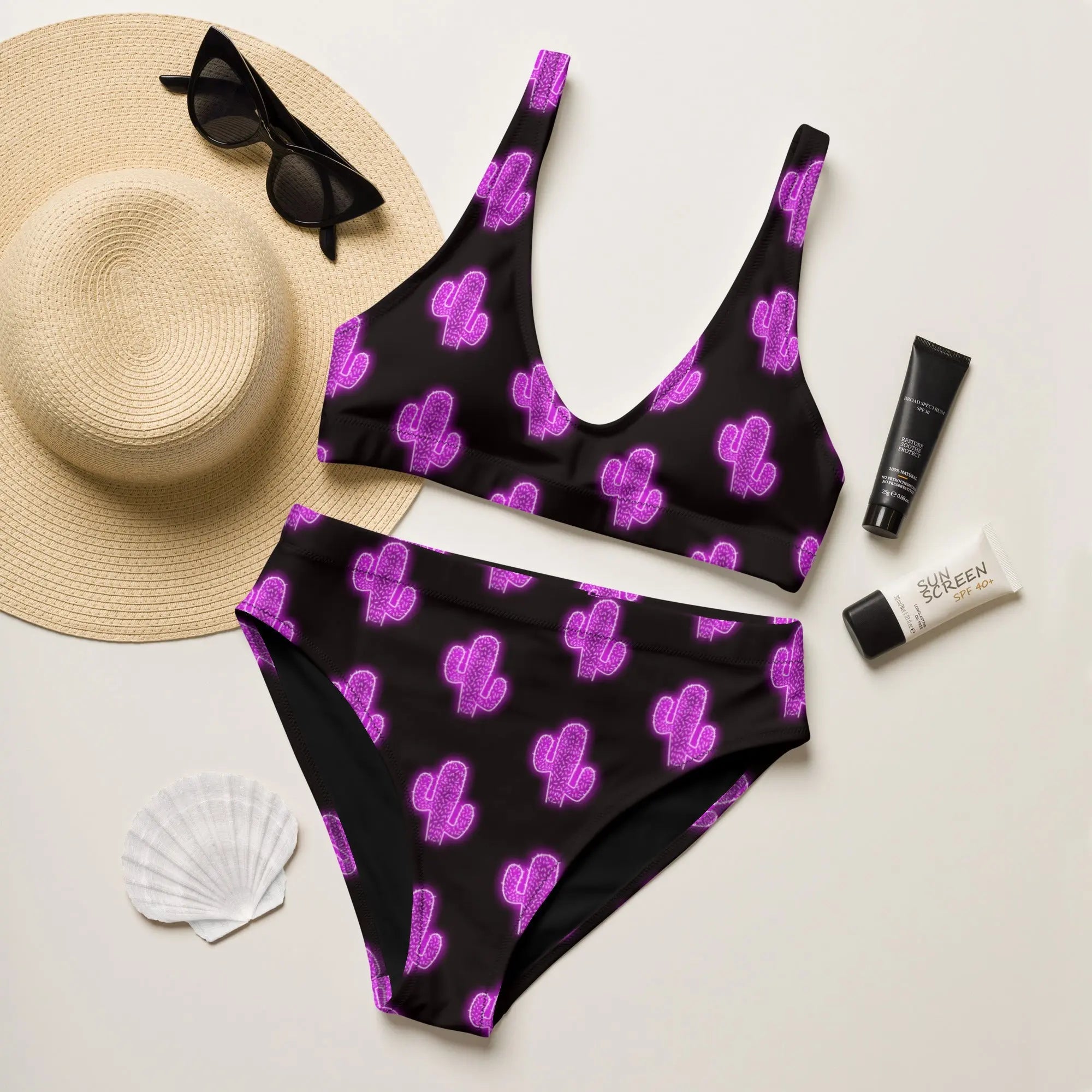 Baha Ranch Yeehaw Purple Neon Cactus Bikini Baha Ranch Western Wear