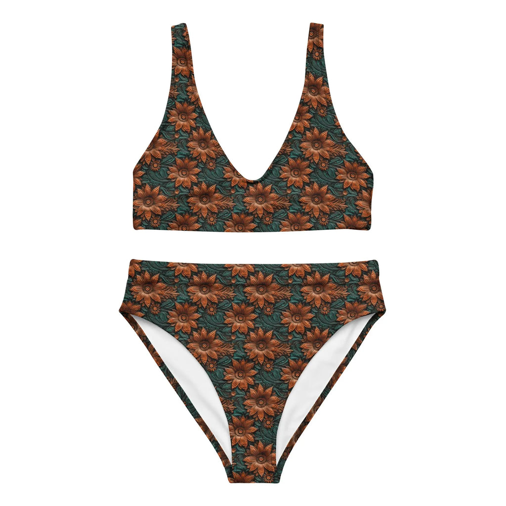 Baha Ranch Yeehaw Floral Leather Print Bikini Baha Ranch Western Wear