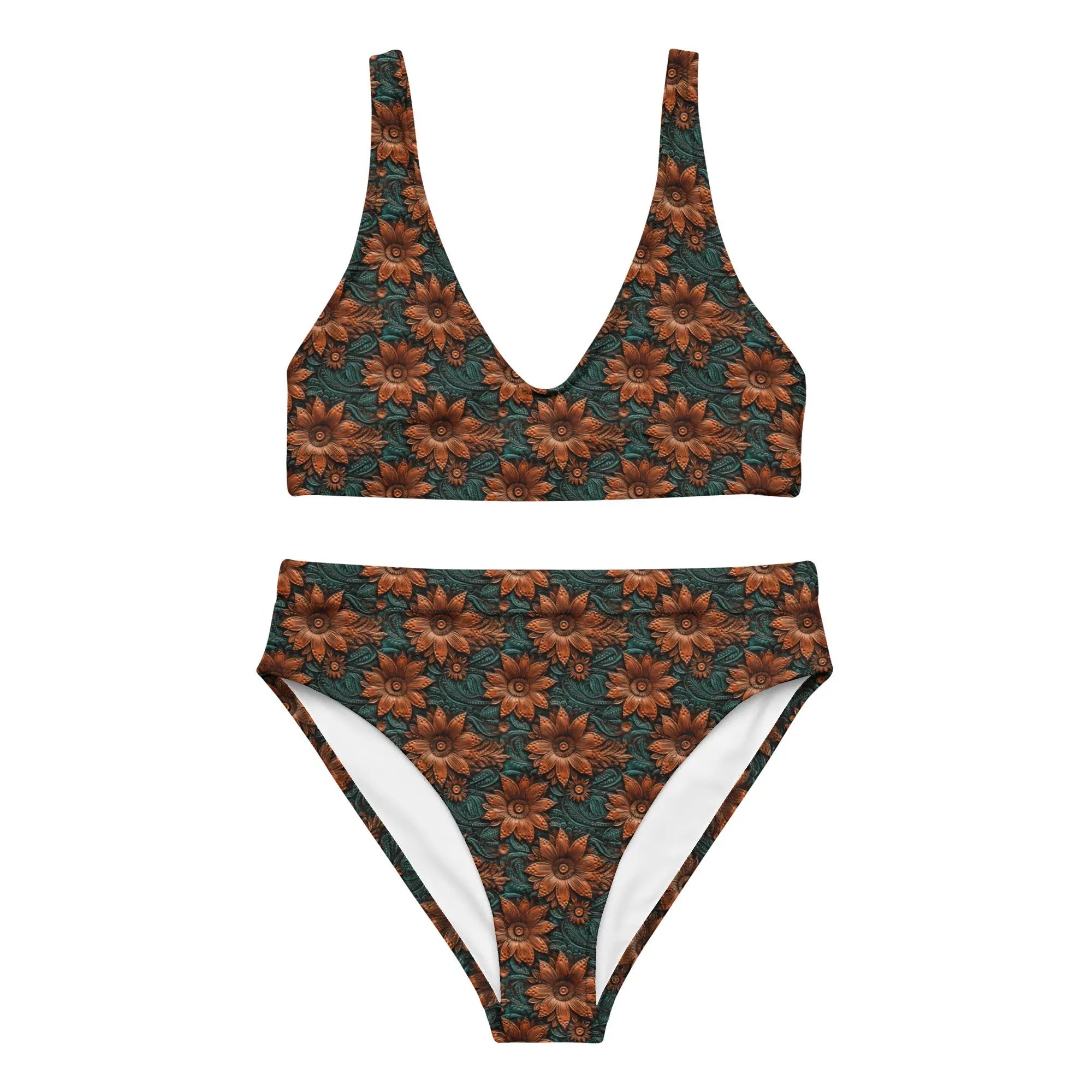 Baha Ranch Yeehaw Floral Leather Print Bikini Baha Ranch Western Wear