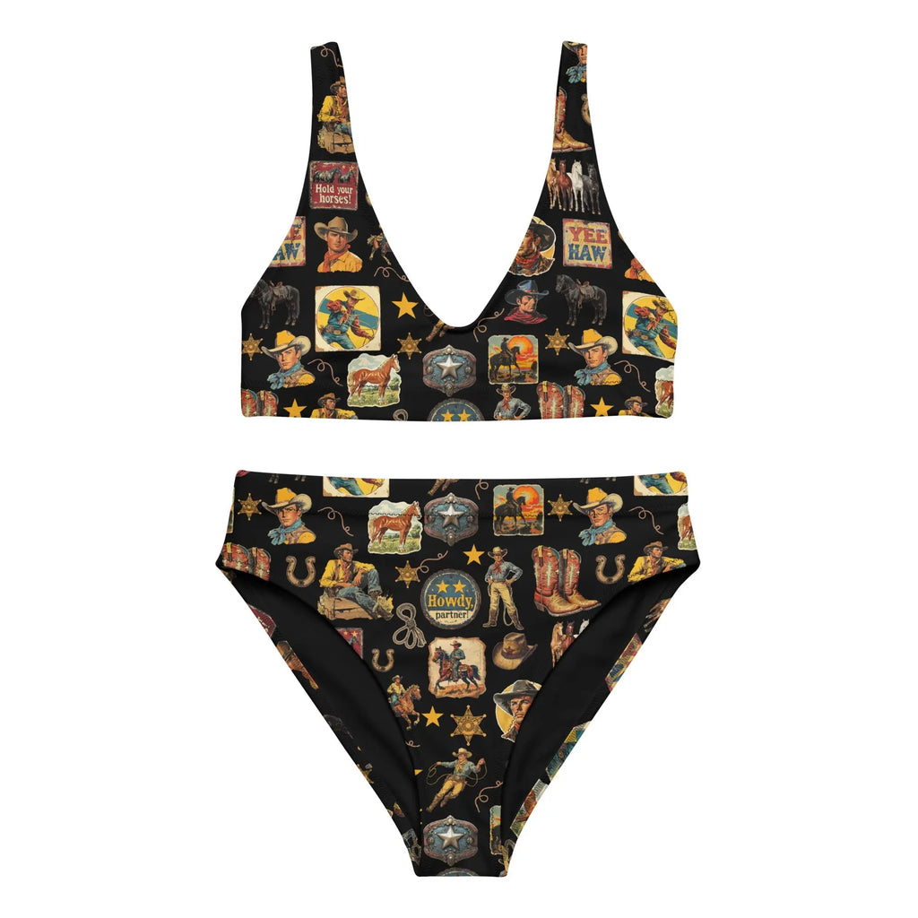 Baha Ranch Yeehaw Vintage Cowboy Collage Bikini Baha Ranch Western Wear
