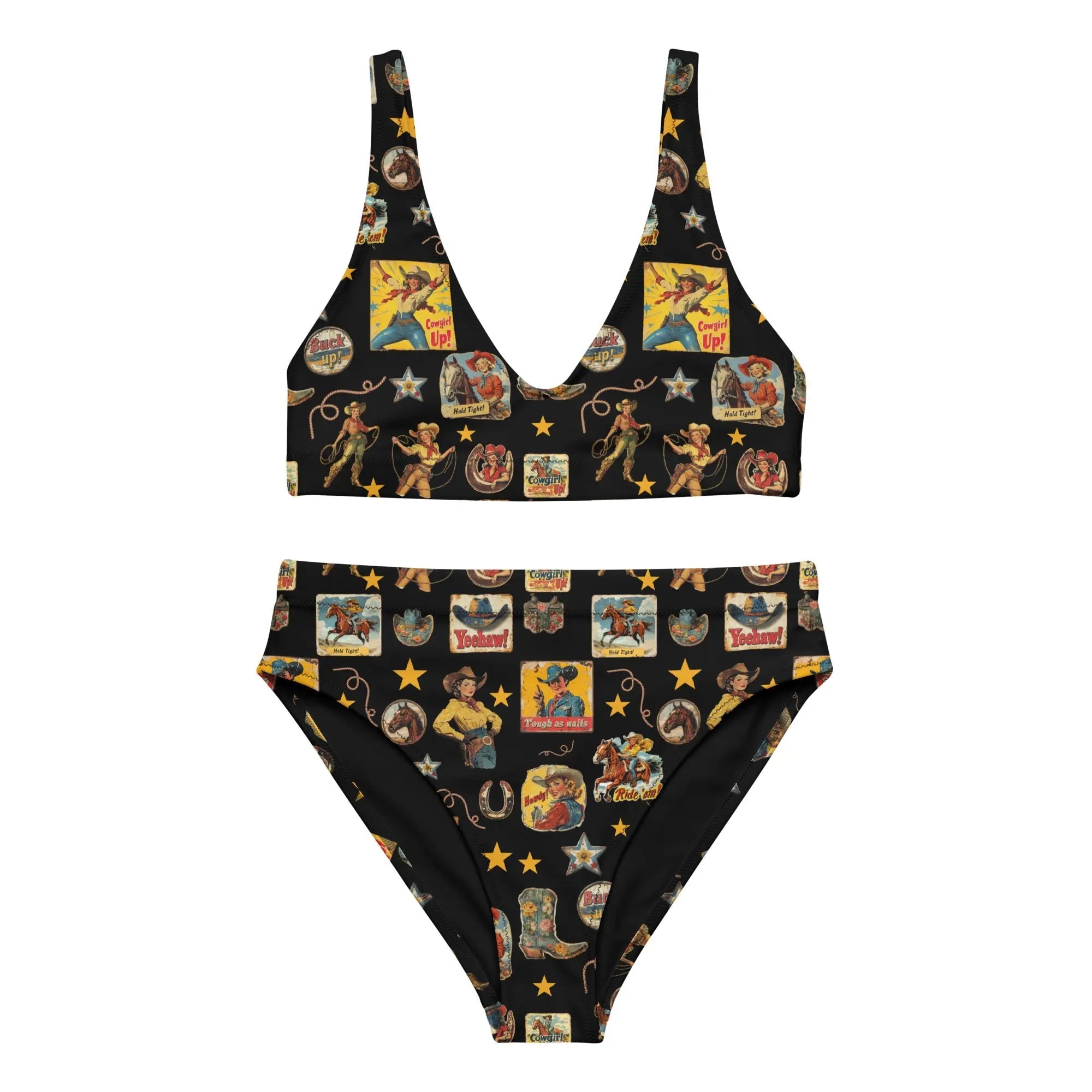 Baha Ranch Yeehaw Vintage Cowgirl Collage Bikini Baha Ranch Western Wear