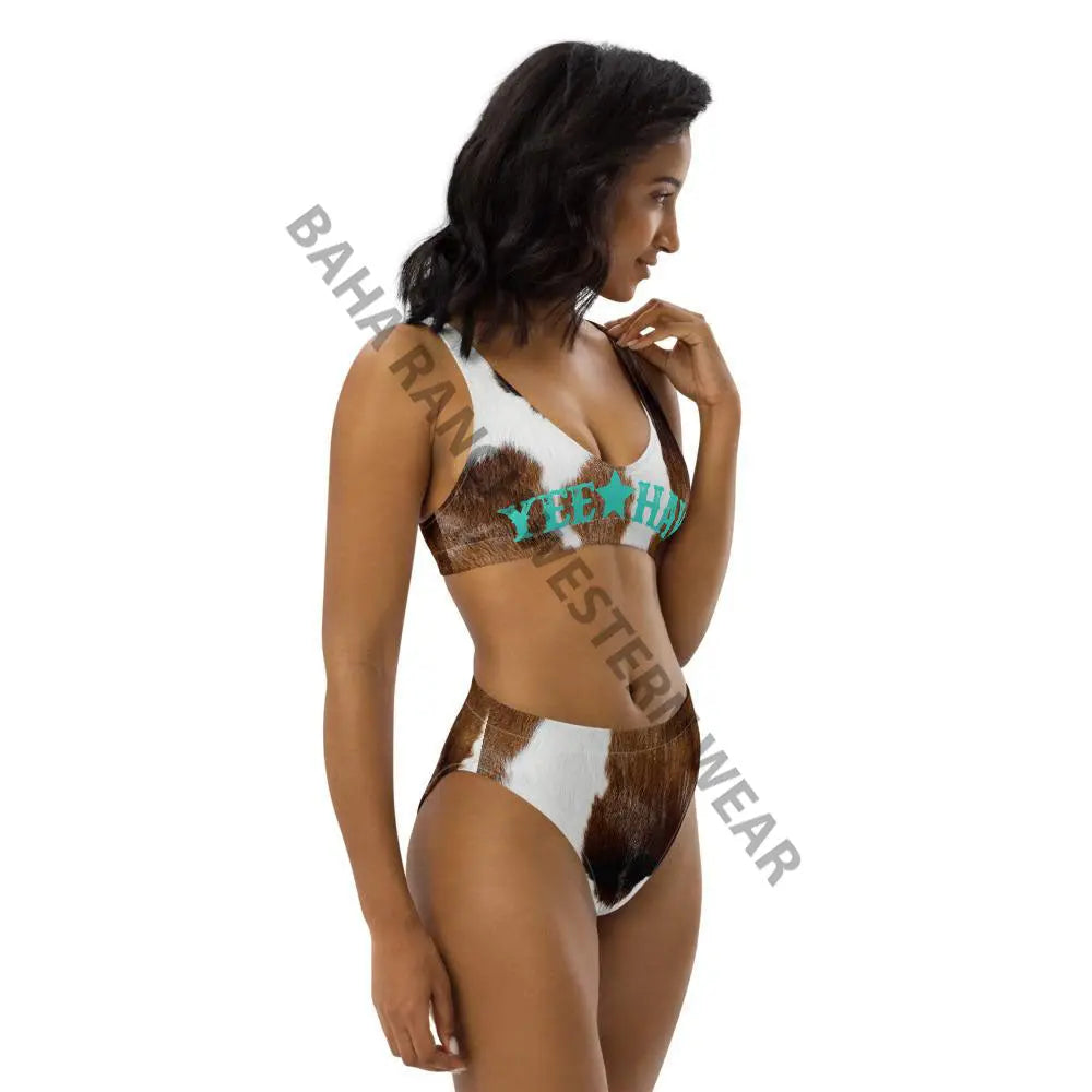 Yeehaw Brown Cow Print Bikini Baha Ranch Western Wear