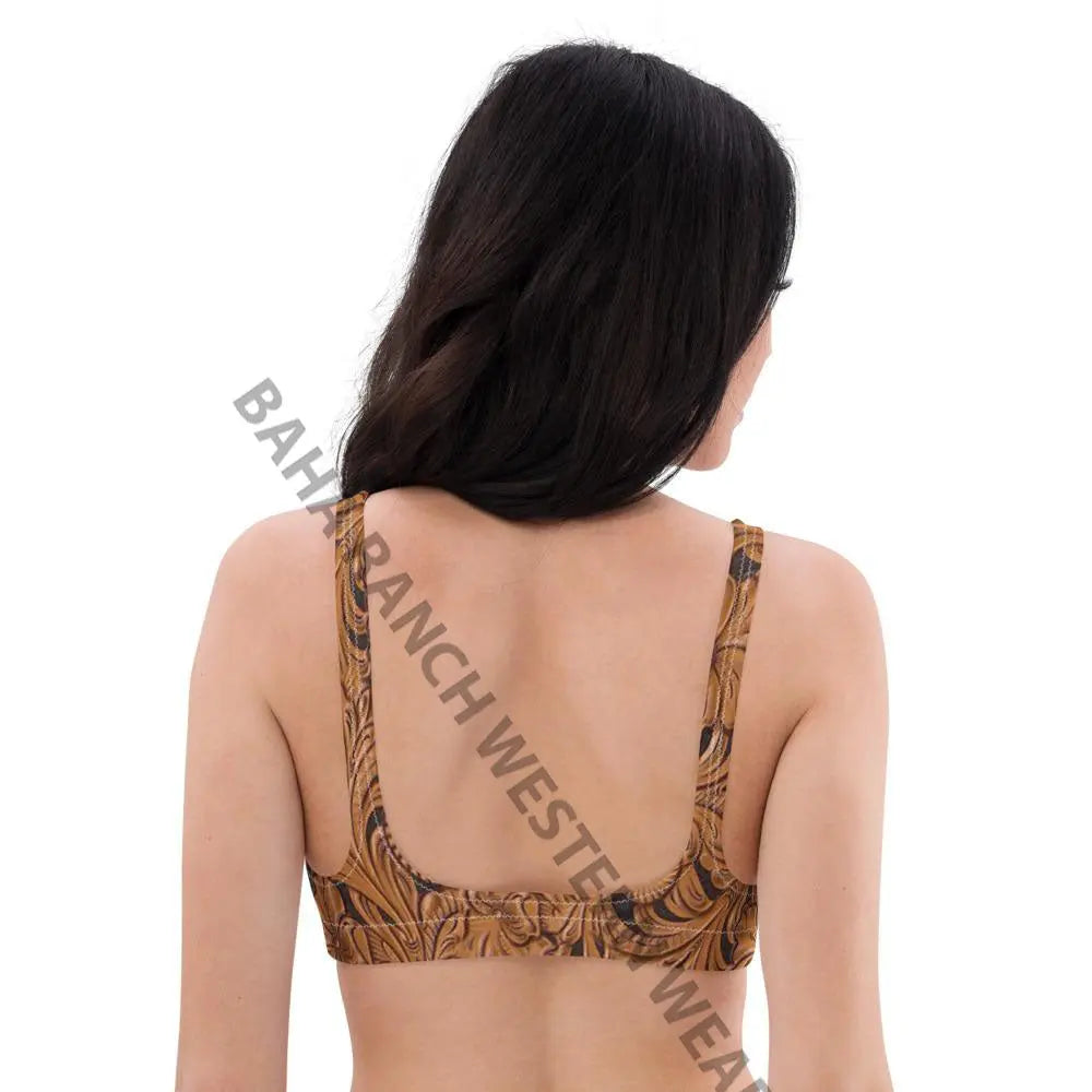 Yeehaw Tooled Leather Bikini Top Baha Ranch Western Wear