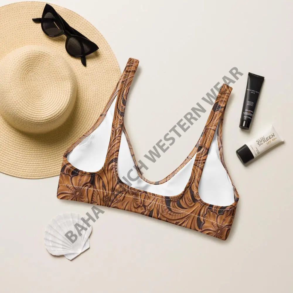Yeehaw Tooled Leather Bikini Top Baha Ranch Western Wear