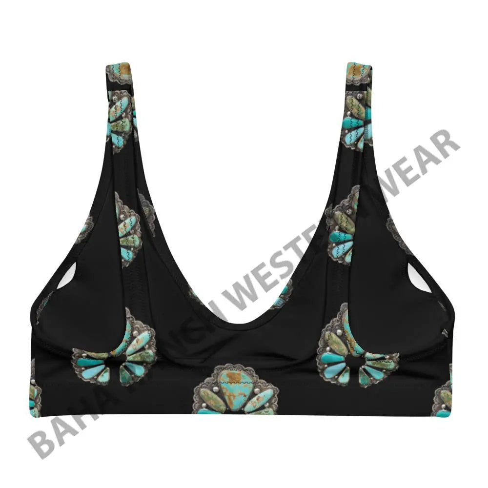 Yeehaw Black Turquoise Naja Bikini Top Baha Ranch Western Wear