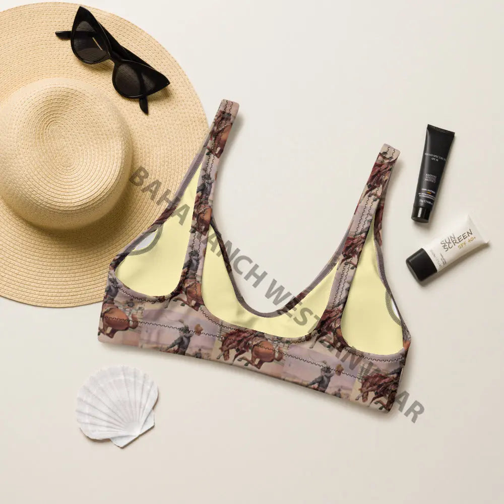 Baha Ranch Yeehaw Vintage Cowboy Bronc Bikini Top Baha Ranch Western Wear