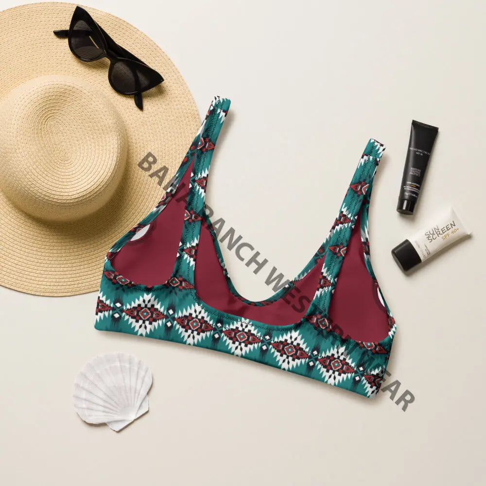 Baha Ranch Yeehaw Teal Burgandy Bikini Top Baha Ranch Western Wear