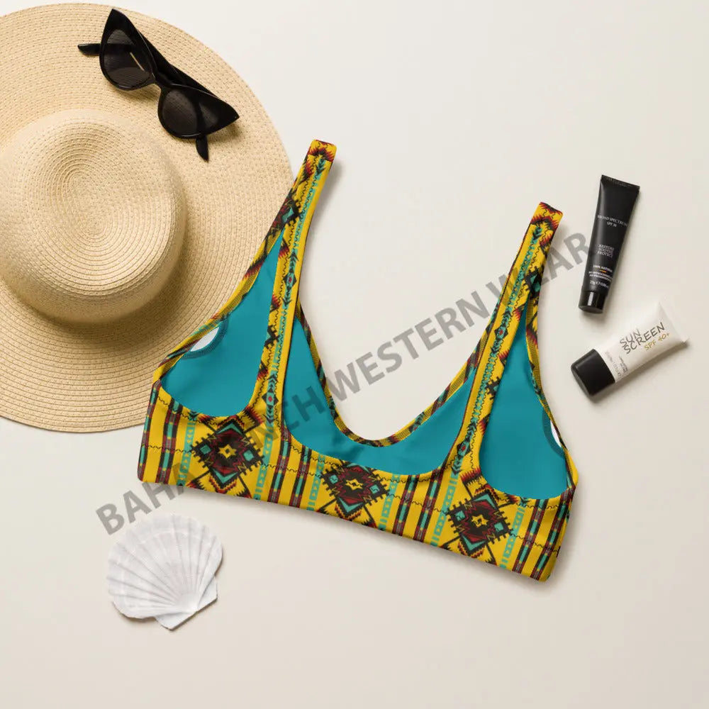 Baha Ranch Yeehaw Mustard Aztec Bikini Top Baha Ranch Western Wear