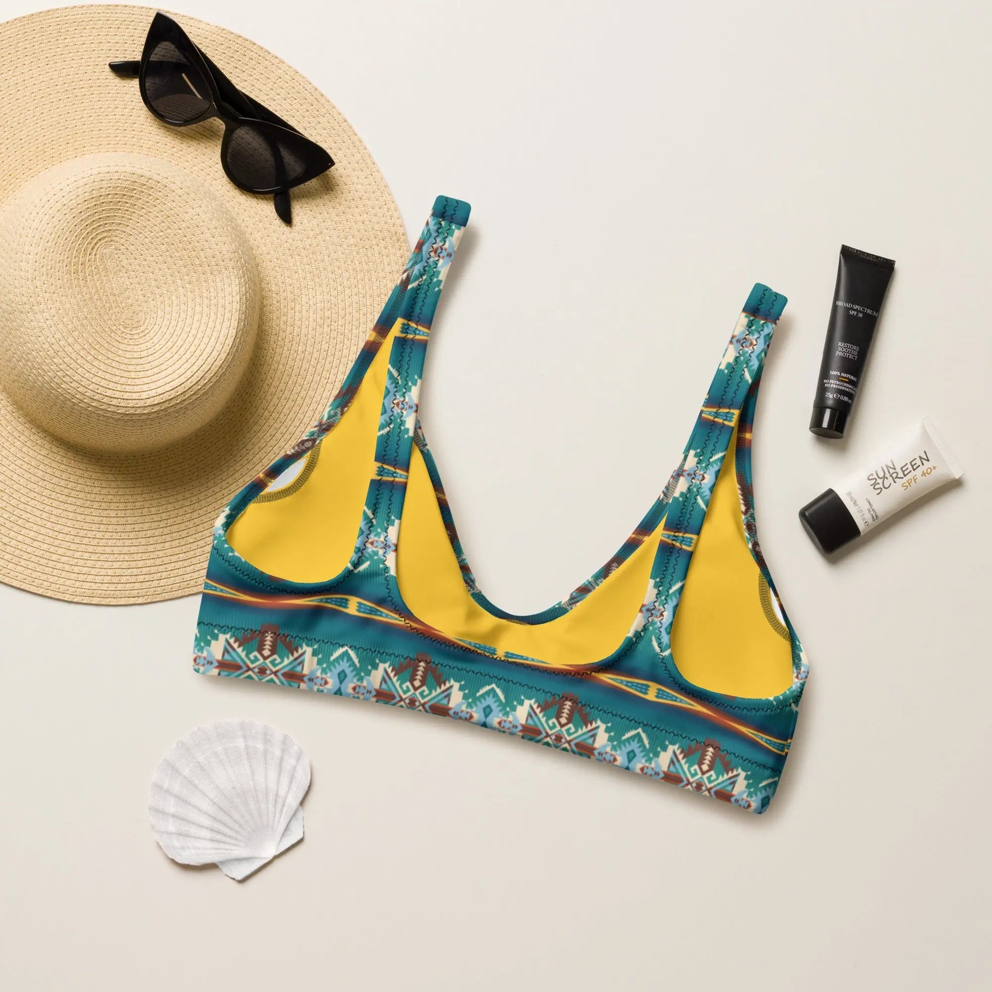 Baha Ranch Yeehaw Teal Aztec Blanket Print Bikini Top Baha Ranch Western Wear