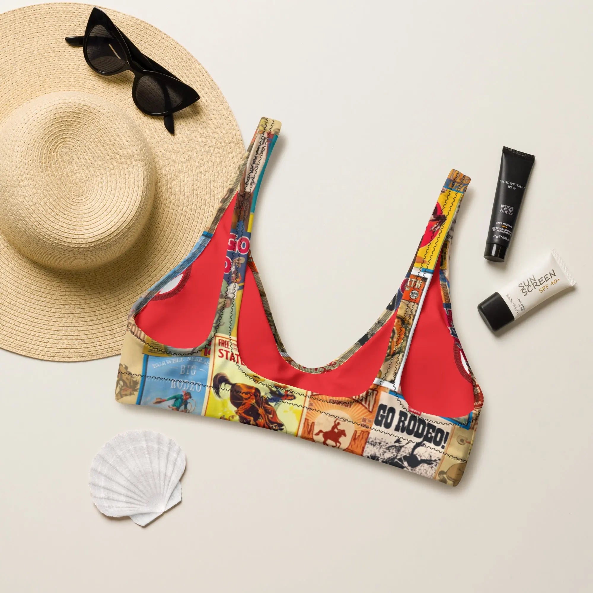 Baha Ranch Yeehaw Vintage Rodeo Poster Bikini Top Baha Ranch Western Wear