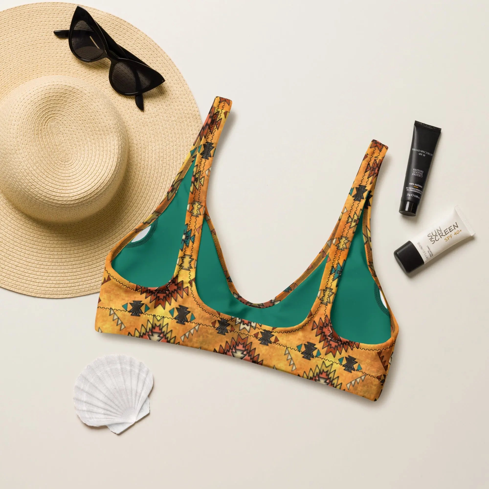 Baha Ranch Yeehaw Golden Aztec Bikini Top Baha Ranch Western Wear