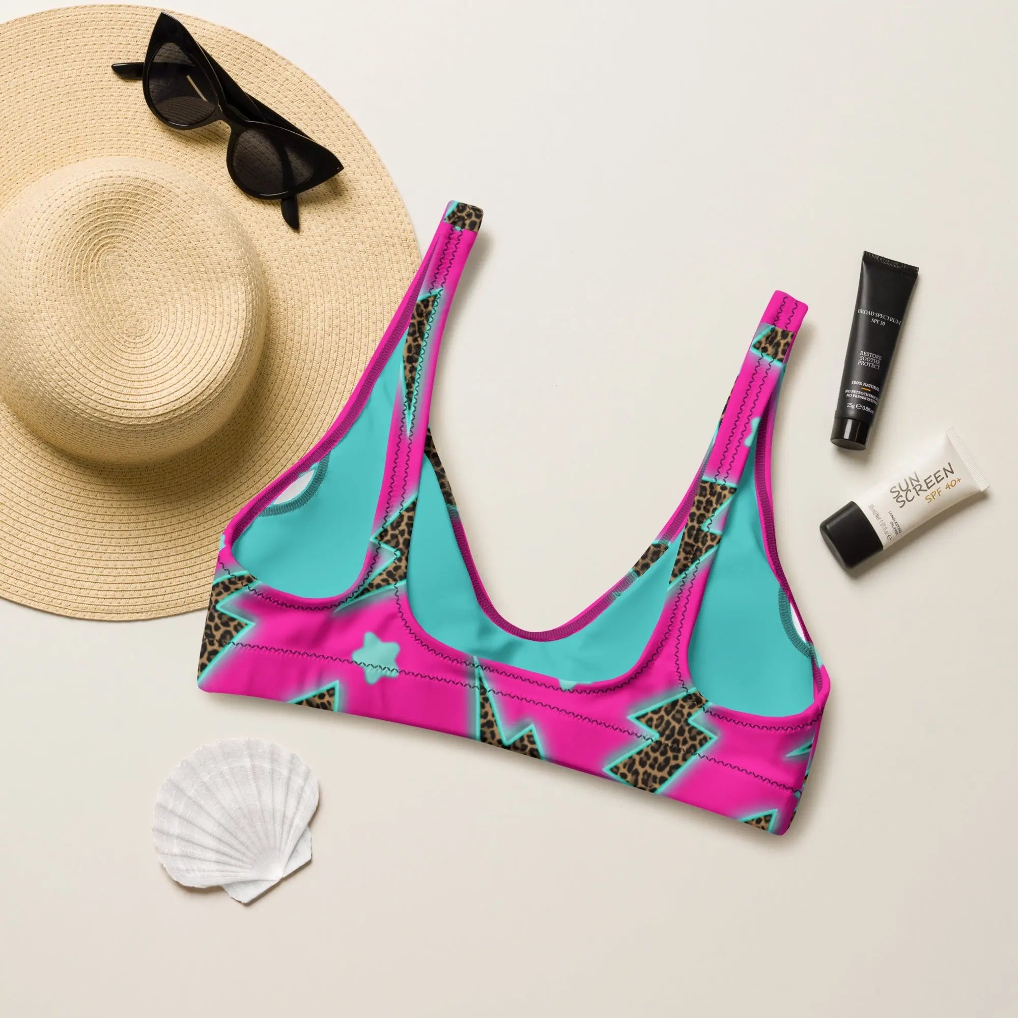 Baha Ranch Yeehaw Leopard Lightning Bikini Top Baha Ranch Western Wear