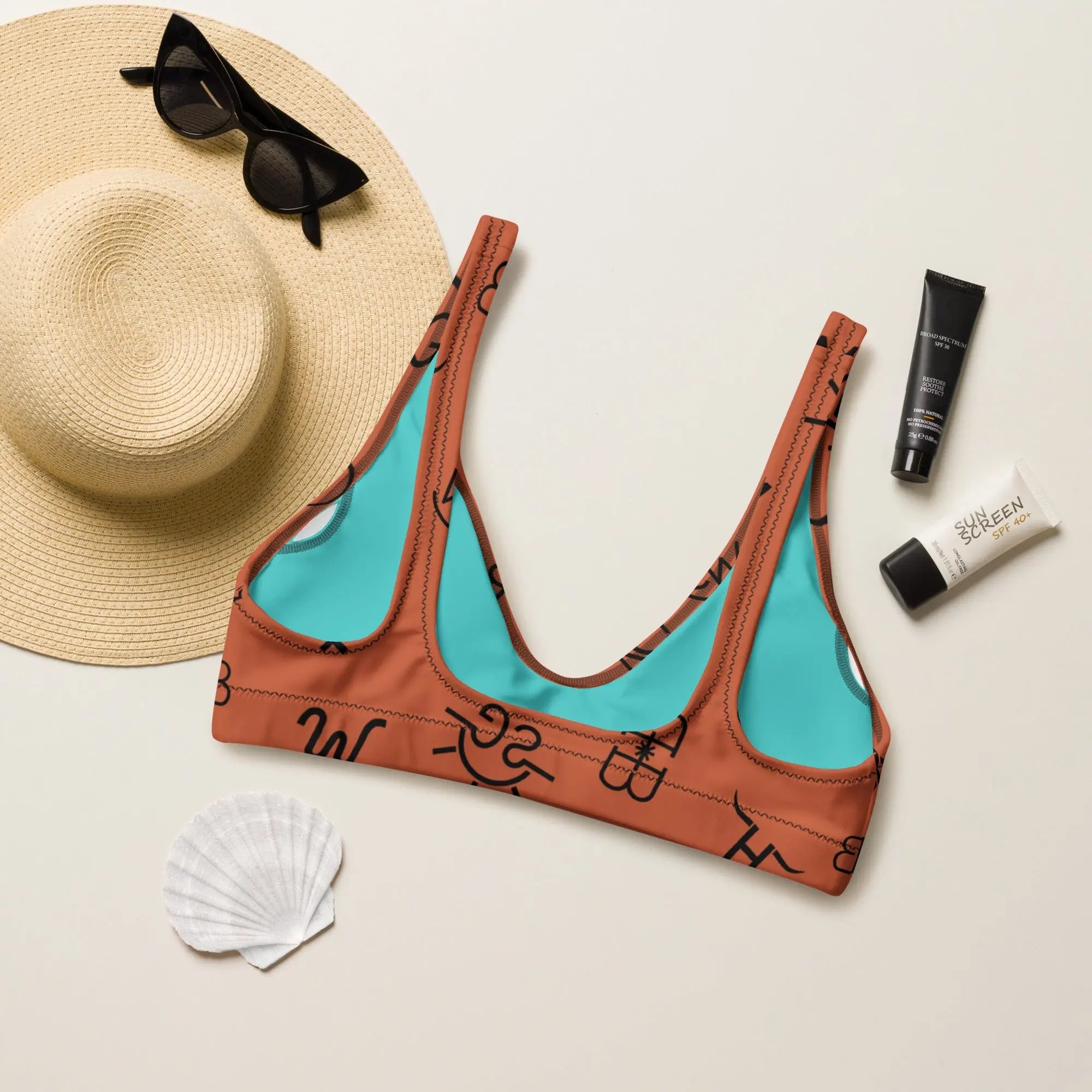 Baha Ranch Yeehaw Brown Cattle Brands Bikini Top Baha Ranch Western Wear