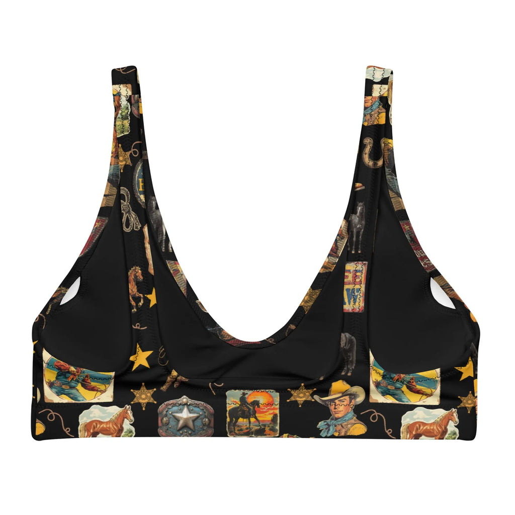 Baha Ranch Yeehaw Vintage Cowboy Collage Bikini Top Baha Ranch Western Wear
