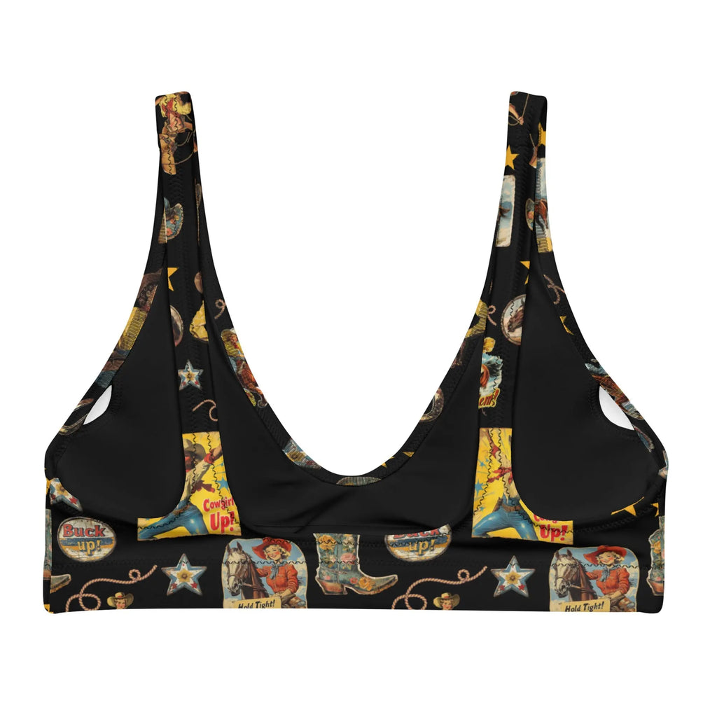 Baha Ranch Yeehaw Vintage Cowgirl Collage Bikini Top Baha Ranch Western Wear