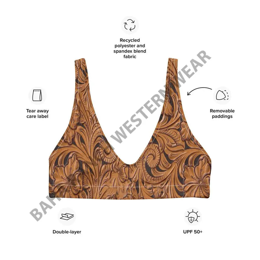 Yeehaw Tooled Leather Bikini Top Baha Ranch Western Wear