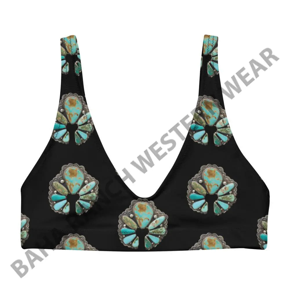Yeehaw Black Turquoise Naja Bikini Top Baha Ranch Western Wear